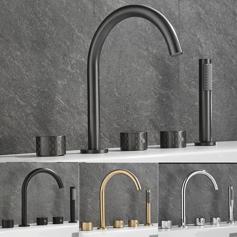 Traditional Deck Mounted Metal Tub Filler Three Handles Faucet