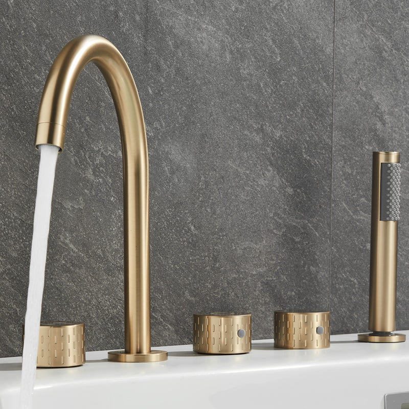 Traditional Deck Mounted Metal Tub Filler Three Handles Faucet