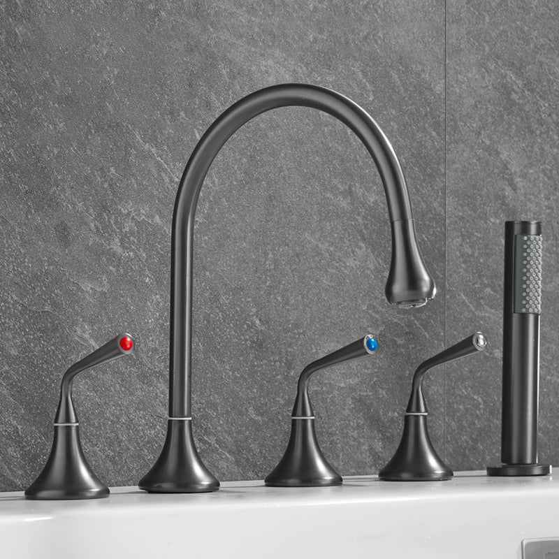Traditional Deck Mounted Metal Tub Filler Three Handles Faucet
