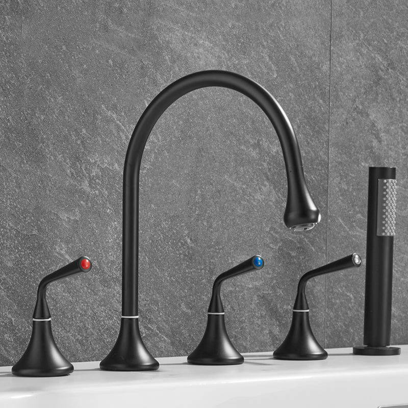 Traditional Deck Mounted Metal Tub Filler Three Handles Faucet