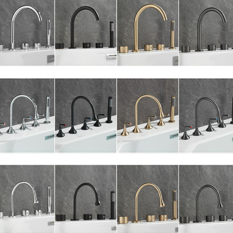 Traditional Deck Mounted Metal Tub Filler Three Handles Faucet