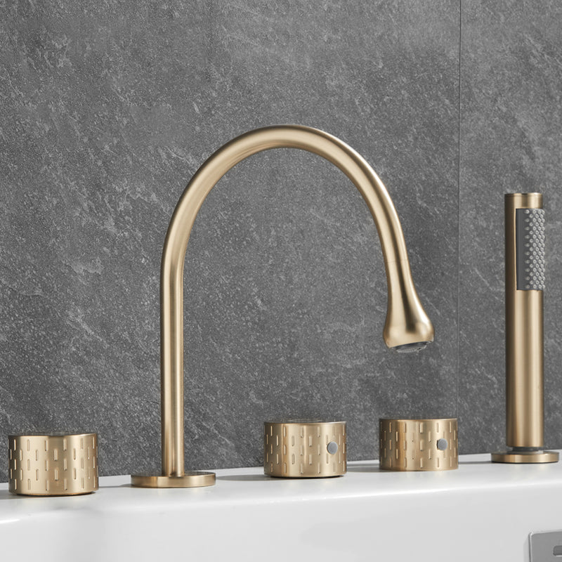 Traditional Deck Mounted Metal Tub Filler Three Handles Faucet