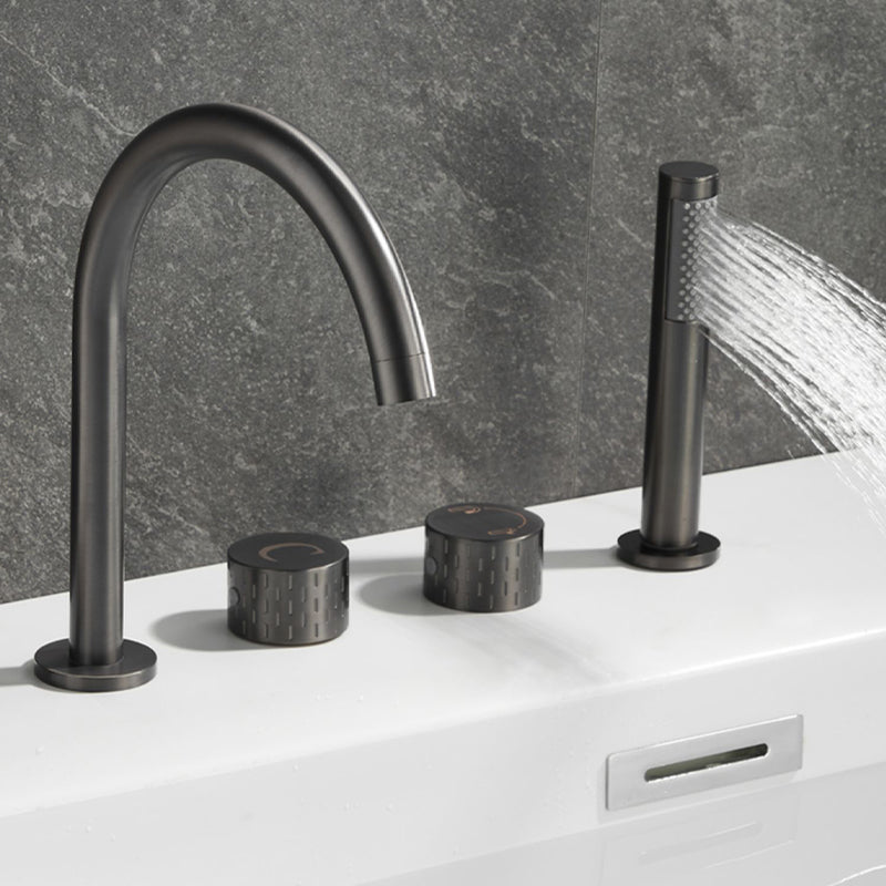 Traditional Deck Mounted Metal Tub Filler Three Handles Faucet