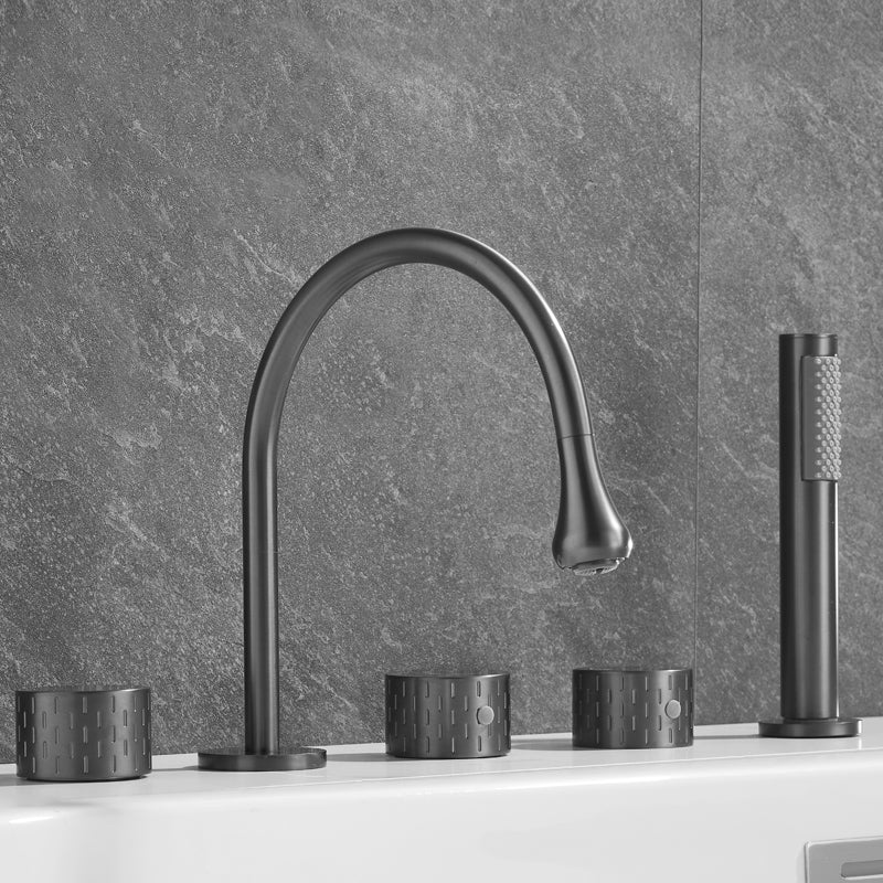 Traditional Deck Mounted Metal Tub Filler Three Handles Faucet