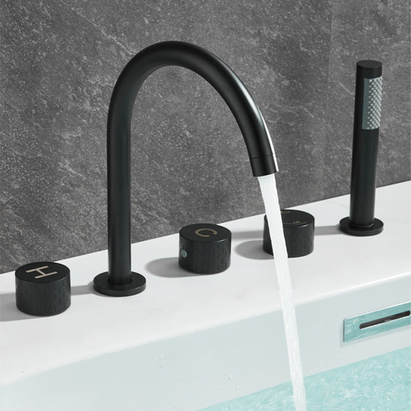 Traditional Deck Mounted Metal Tub Filler Three Handles Faucet