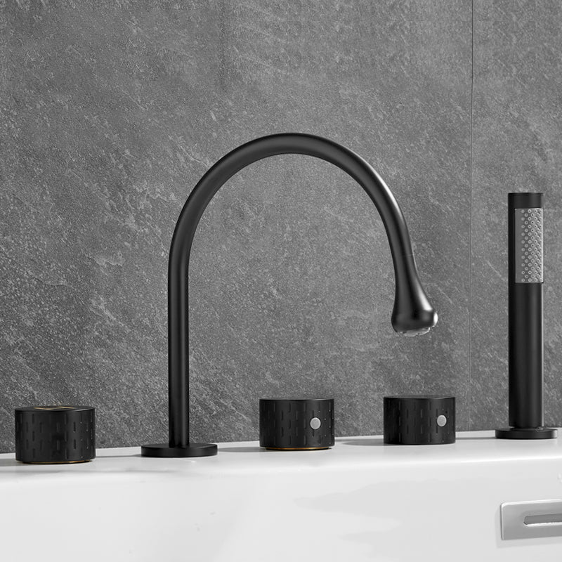 Traditional Deck Mounted Metal Tub Filler Three Handles Faucet