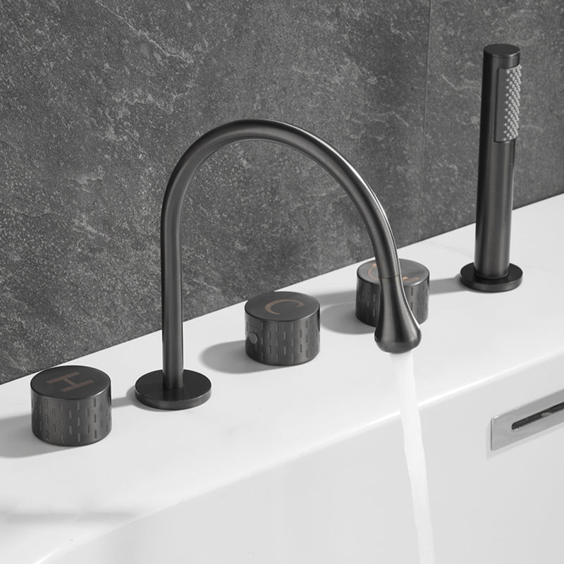 Traditional Deck Mounted Metal Tub Filler Three Handles Faucet