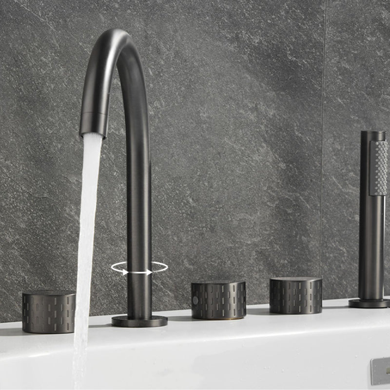 Traditional Deck Mounted Metal Tub Filler Three Handles Faucet