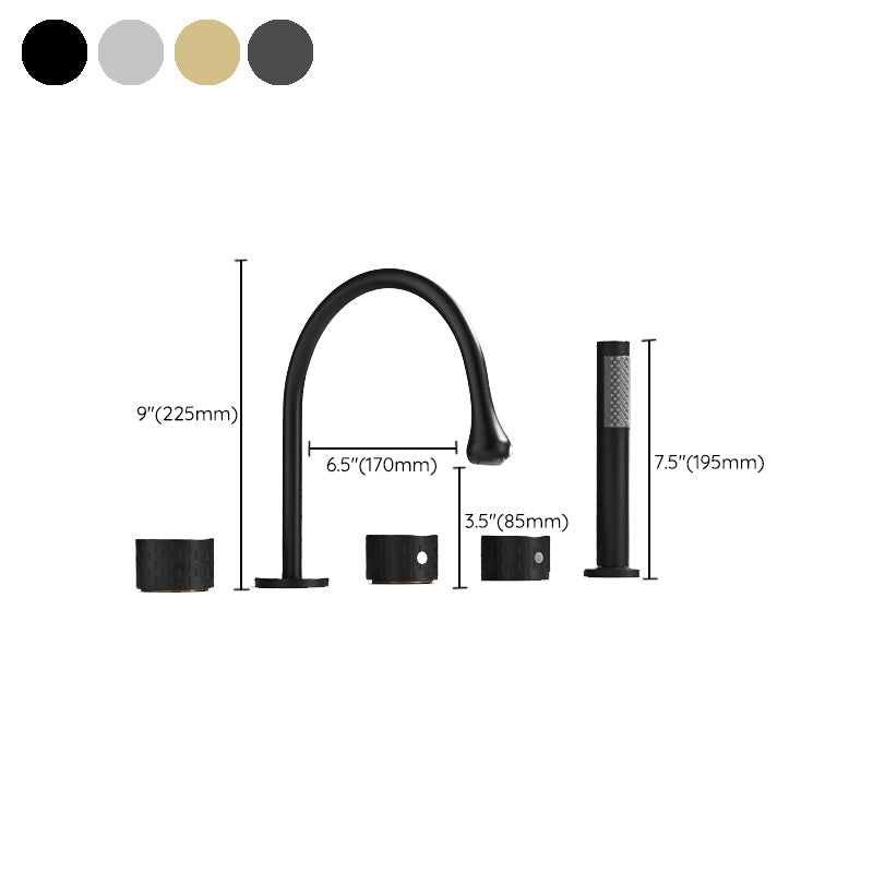Traditional Deck Mounted Metal Tub Filler Three Handles Faucet