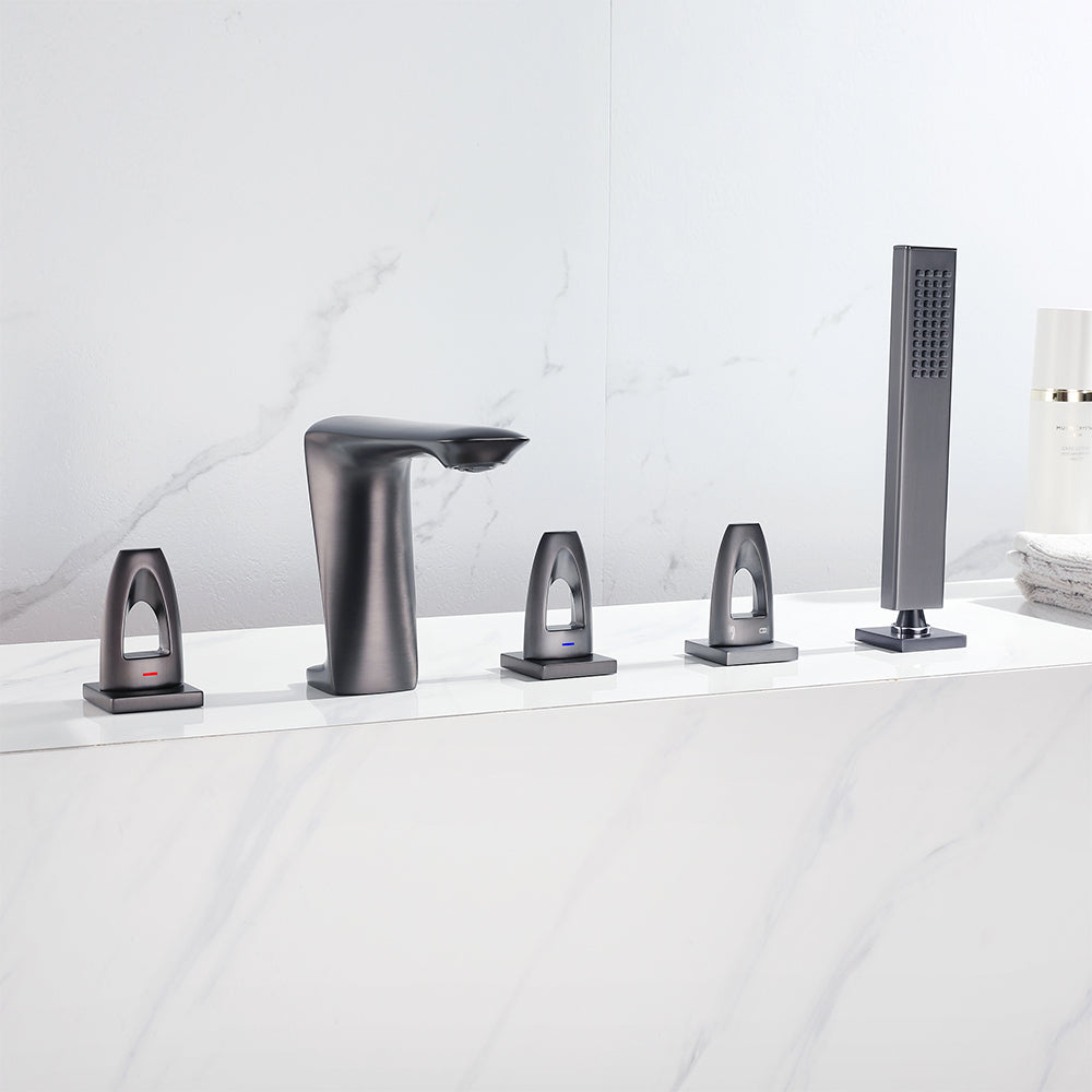 Modern Bathtub Faucet Flush Mounted Shower Head Rod Handle Faucet