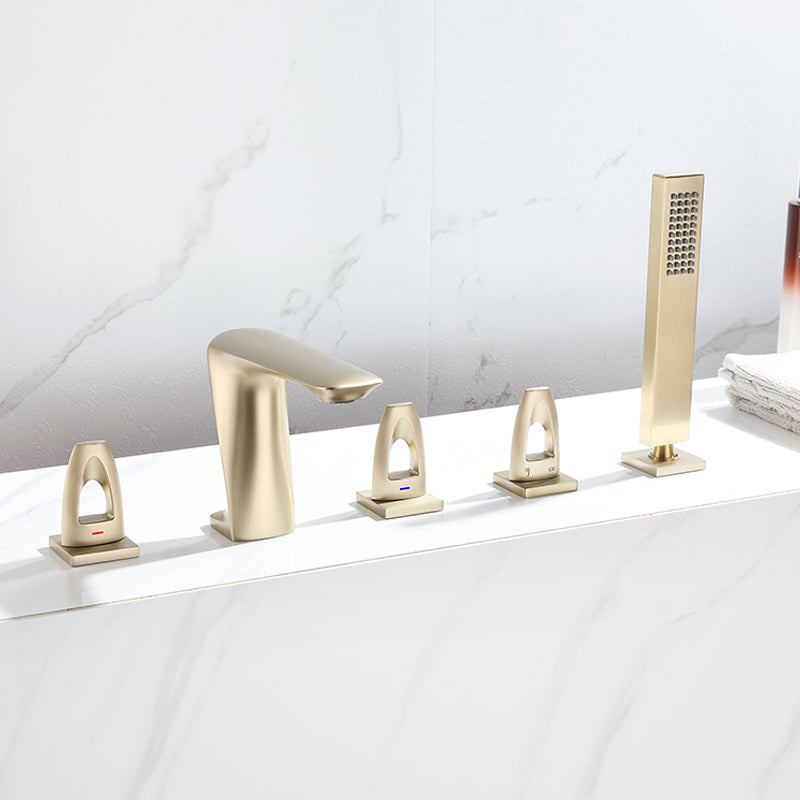 Modern Bathtub Faucet Flush Mounted Shower Head Rod Handle Faucet
