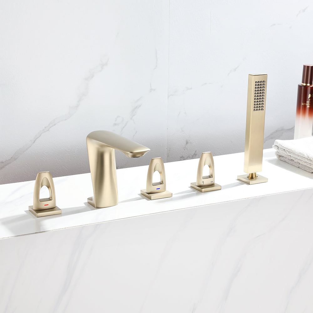 Modern Bathtub Faucet Flush Mounted Shower Head Rod Handle Faucet