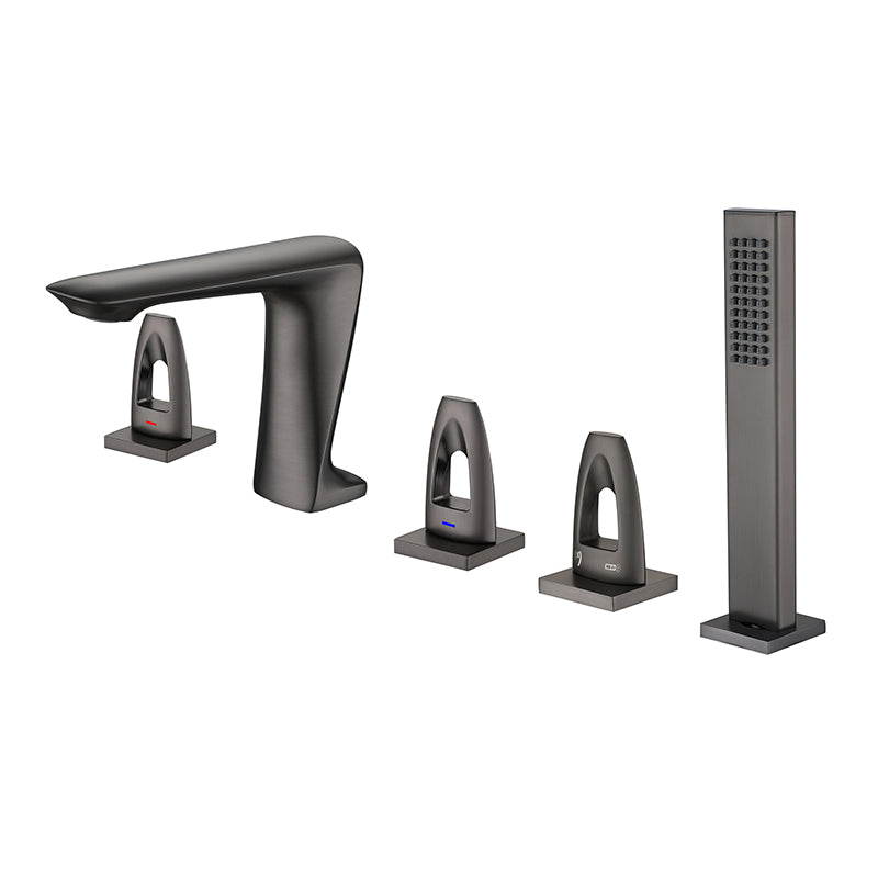 Modern Bathtub Faucet Flush Mounted Shower Head Rod Handle Faucet