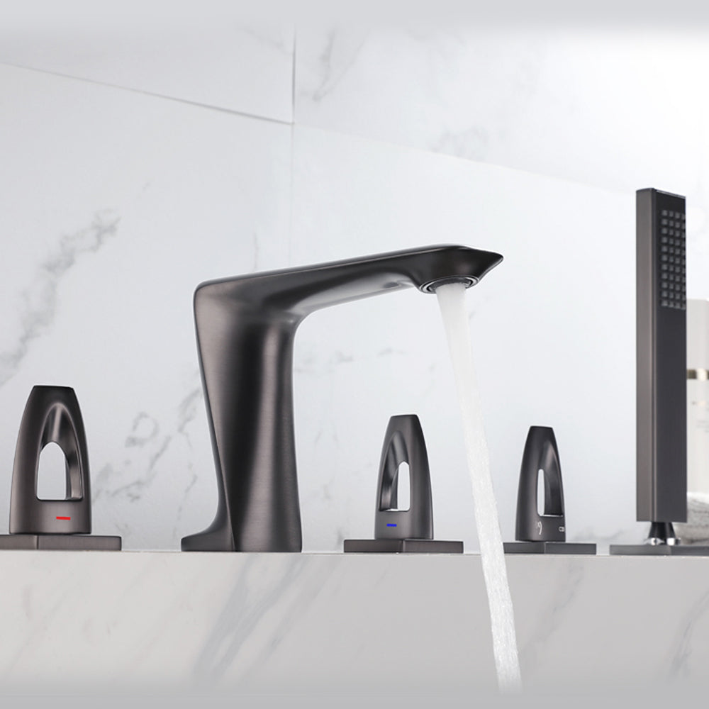 Modern Bathtub Faucet Flush Mounted Shower Head Rod Handle Faucet
