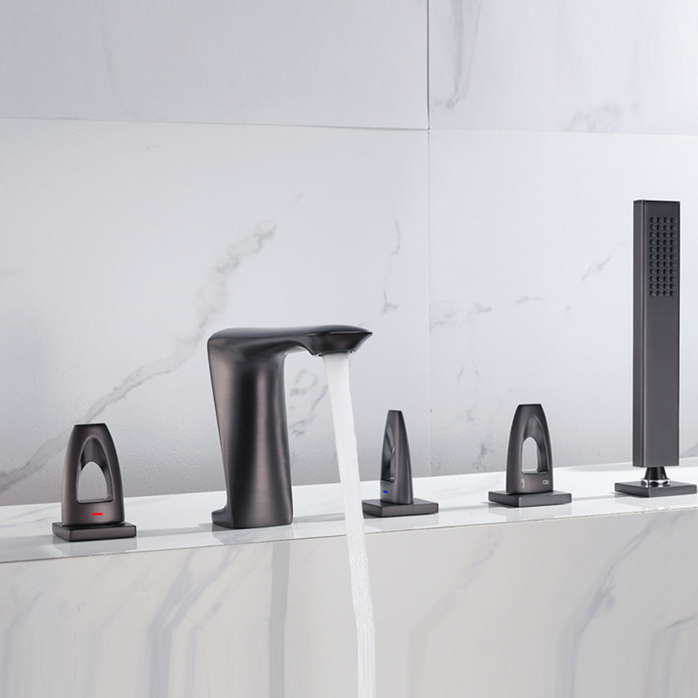 Modern Bathtub Faucet Flush Mounted Shower Head Rod Handle Faucet