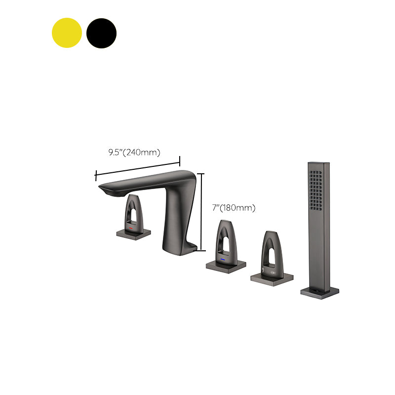 Modern Bathtub Faucet Flush Mounted Shower Head Rod Handle Faucet