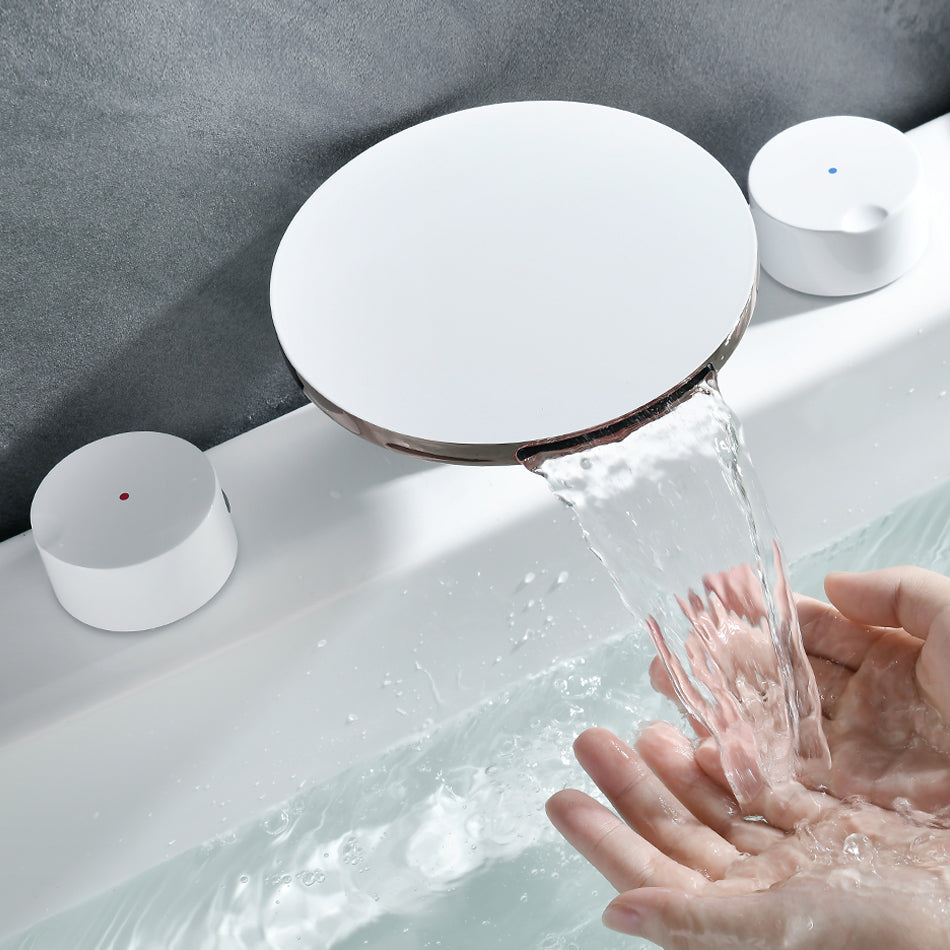 Bathroom Faucet Flush Mount Waterfall Knob Handle Bathtub Faucet
