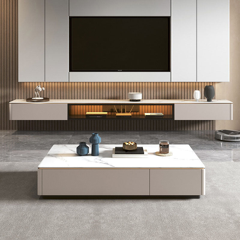 Contemporary TV Console Stone TV Media Console for Living Room