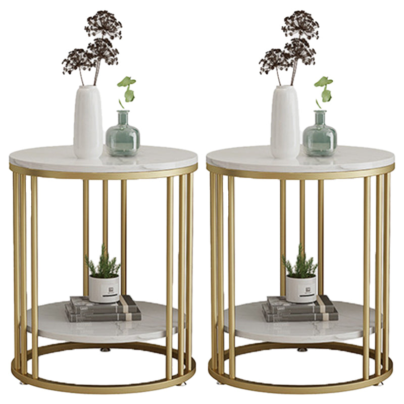 Glam Bedside Cabinet Antique Finish Nightstand with 2 Shelves