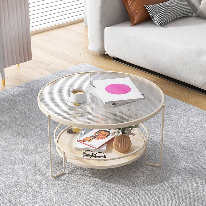 Modern Single Coffee Table Glass Coffee Table with Storage Shelf