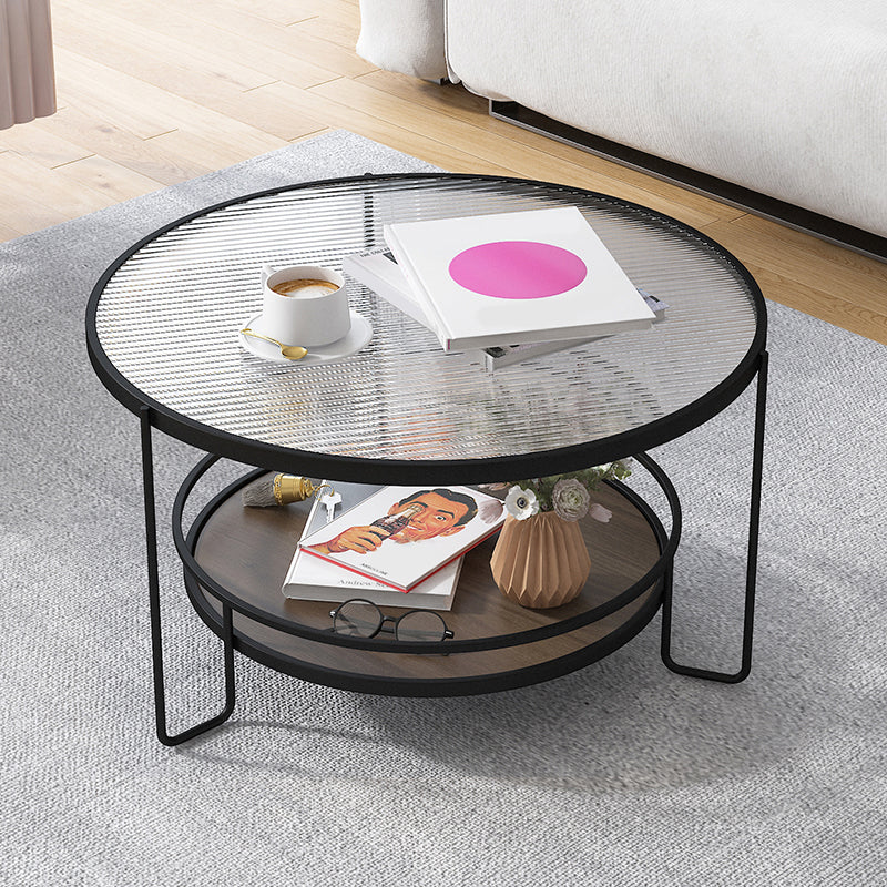 Modern Single Coffee Table Glass Coffee Table with Storage Shelf