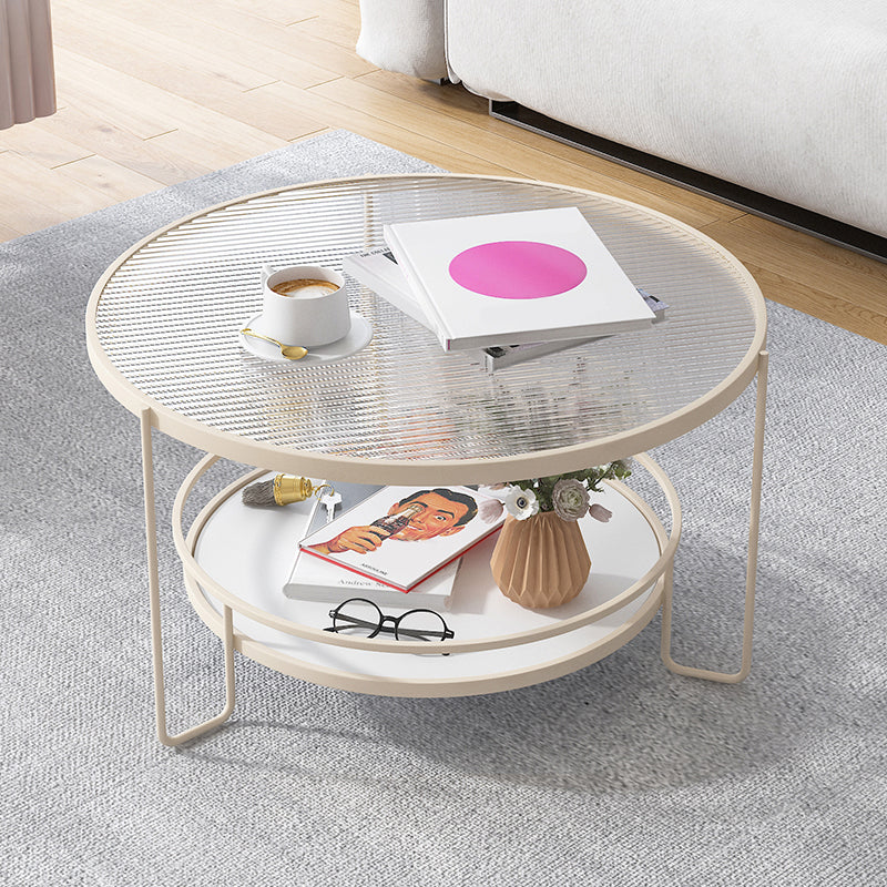 Modern Single Coffee Table Glass Coffee Table with Storage Shelf