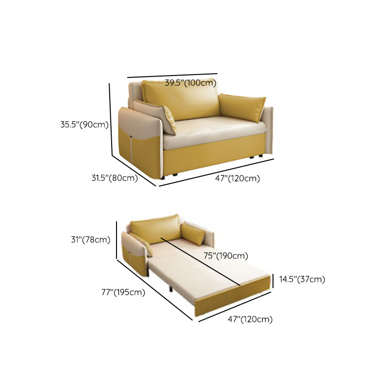 35.43"H Faux Leather Sleeper Sofa Upholstered Pillow Top Arms Sofa Bed
