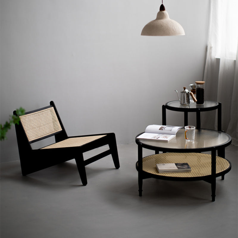 Tropical Coffee Table Solid Wood Black Coffee Cocktail Table