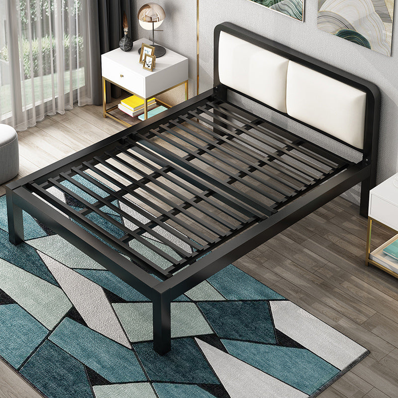 Metal Platform Bed 36.61" High Standard Bed with Upholstered Headboard