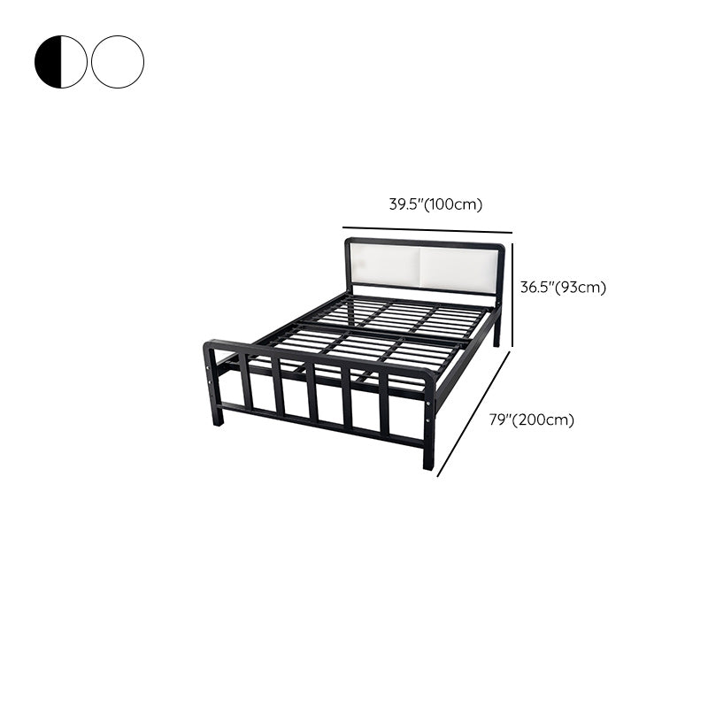 Metal Platform Bed 36.61" High Standard Bed with Upholstered Headboard