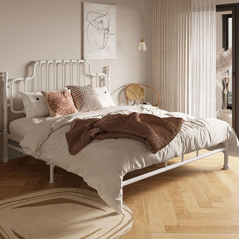 Black/White Open-Frame Bed 50" High Metal Bed with Headboard