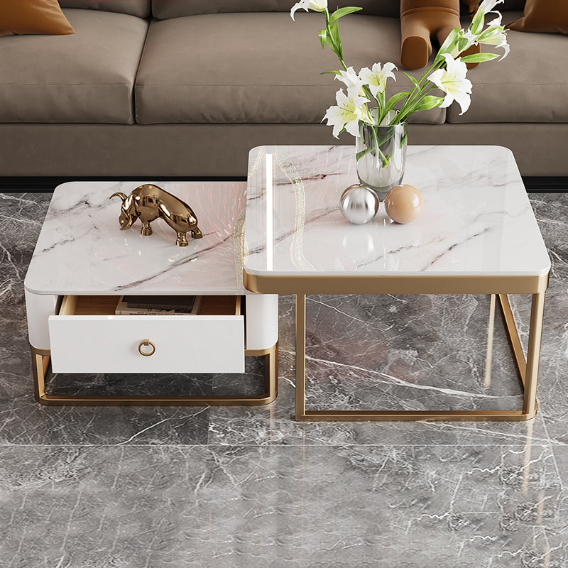 Frame Frame Coffee Table Glam Square Cocktail Table with Drawer