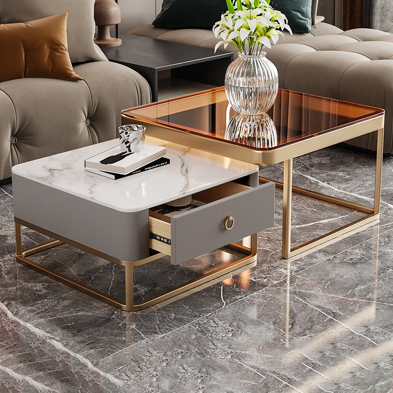 Frame Frame Coffee Table Glam Square Cocktail Table with Drawer