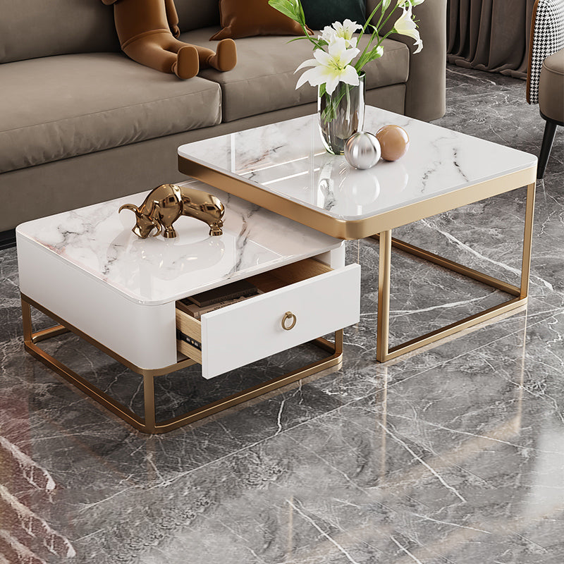 Frame Frame Coffee Table Glam Square Cocktail Table with Drawer