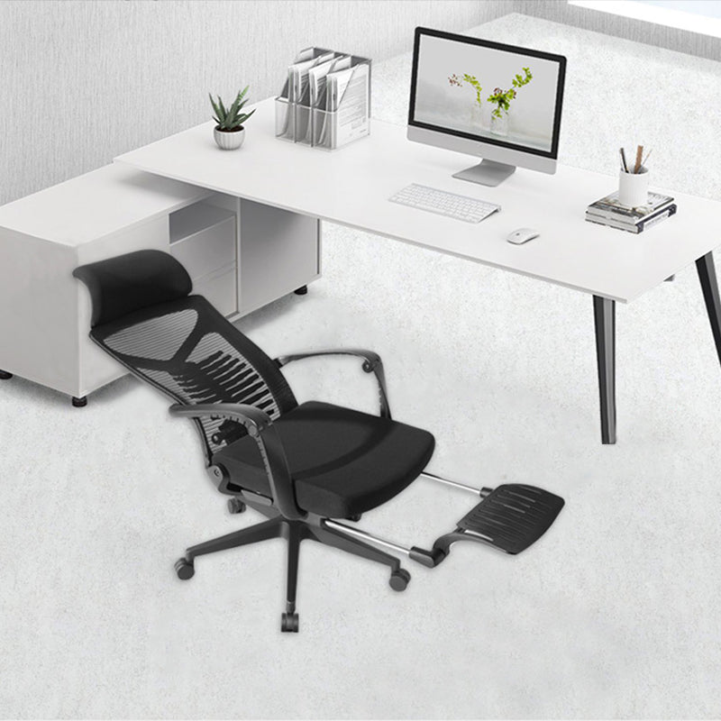 Modern Fixed Arms Desk Chair Adjustable Seat Height Chair with Wheels