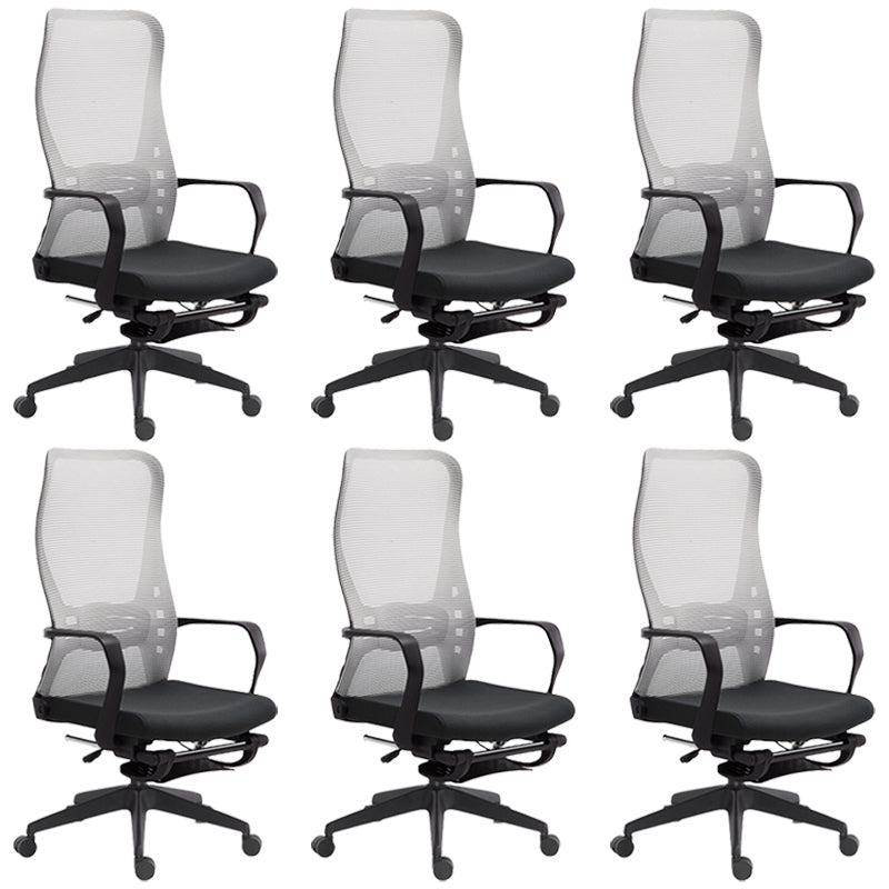 Fixed Arms Desk Chair Adjustable Seat Height Swivel Chair with Wheels