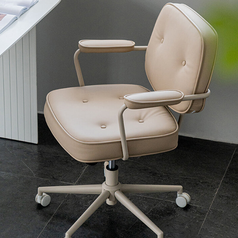 Padded Arms Desk Chair No Distressing Leather Ergonomic Office Chair with Wheels