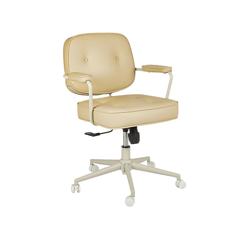 Padded Arms Desk Chair No Distressing Leather Ergonomic Office Chair with Wheels