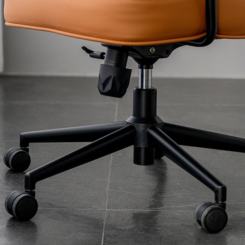 Padded Arms Desk Chair No Distressing Leather Ergonomic Office Chair with Wheels