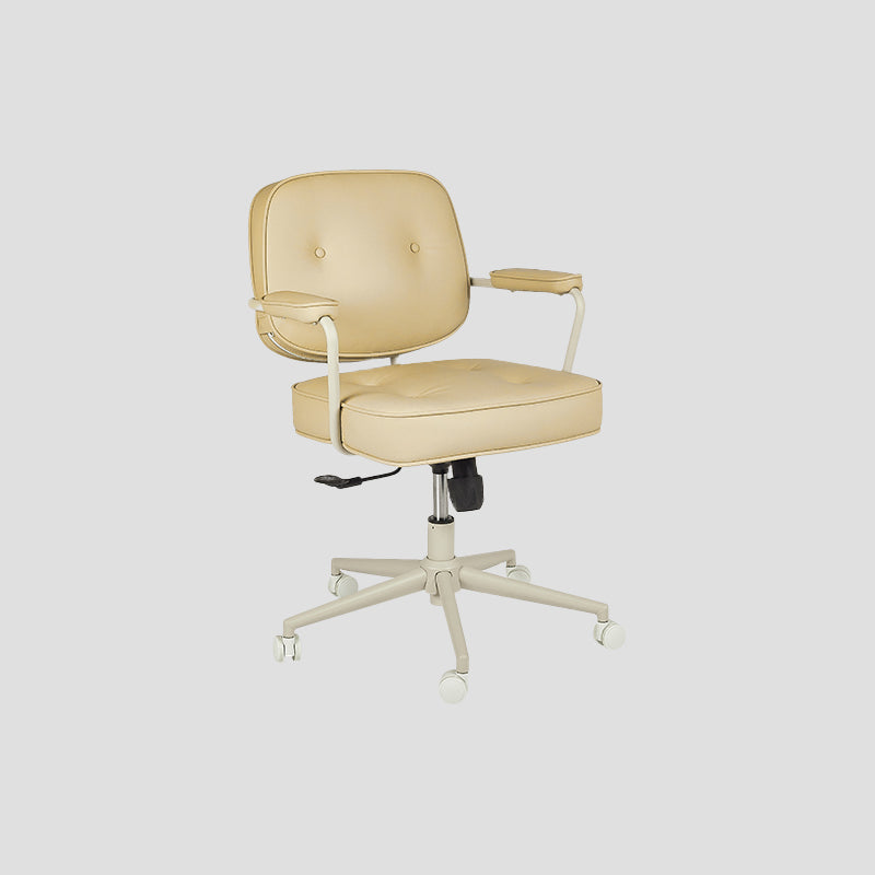 Padded Arms Desk Chair No Distressing Leather Ergonomic Office Chair with Wheels