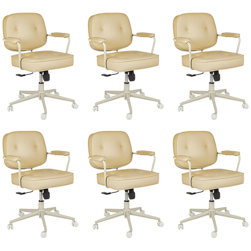 Padded Arms Desk Chair No Distressing Leather Ergonomic Office Chair with Wheels