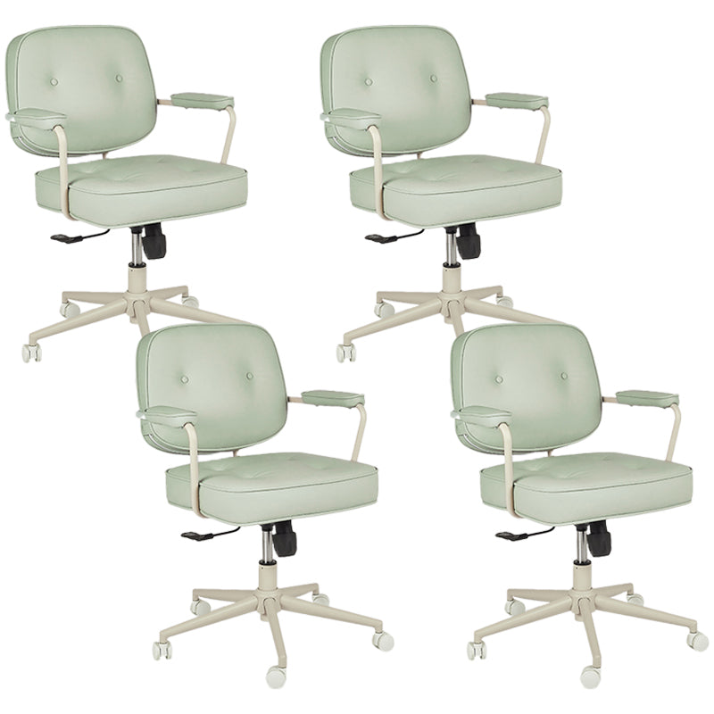 Padded Arms Desk Chair No Distressing Leather Ergonomic Office Chair with Wheels