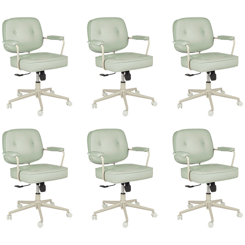 Padded Arms Desk Chair No Distressing Leather Ergonomic Office Chair with Wheels