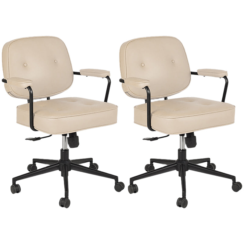 Padded Arms Desk Chair No Distressing Leather Ergonomic Office Chair with Wheels