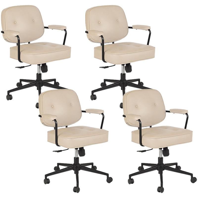 Padded Arms Desk Chair No Distressing Leather Ergonomic Office Chair with Wheels