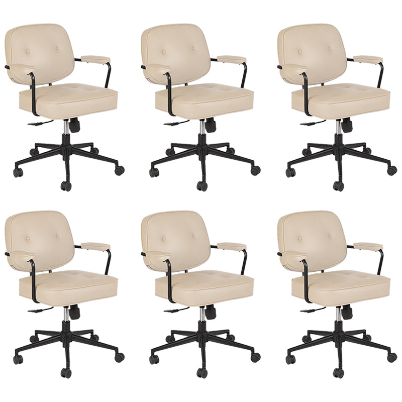 Padded Arms Desk Chair No Distressing Leather Ergonomic Office Chair with Wheels