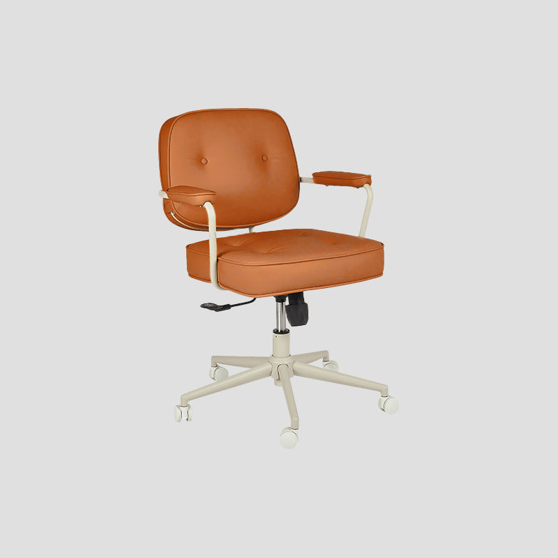 Padded Arms Desk Chair No Distressing Leather Ergonomic Office Chair with Wheels