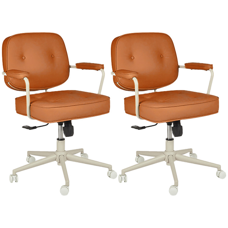 Padded Arms Desk Chair No Distressing Leather Ergonomic Office Chair with Wheels