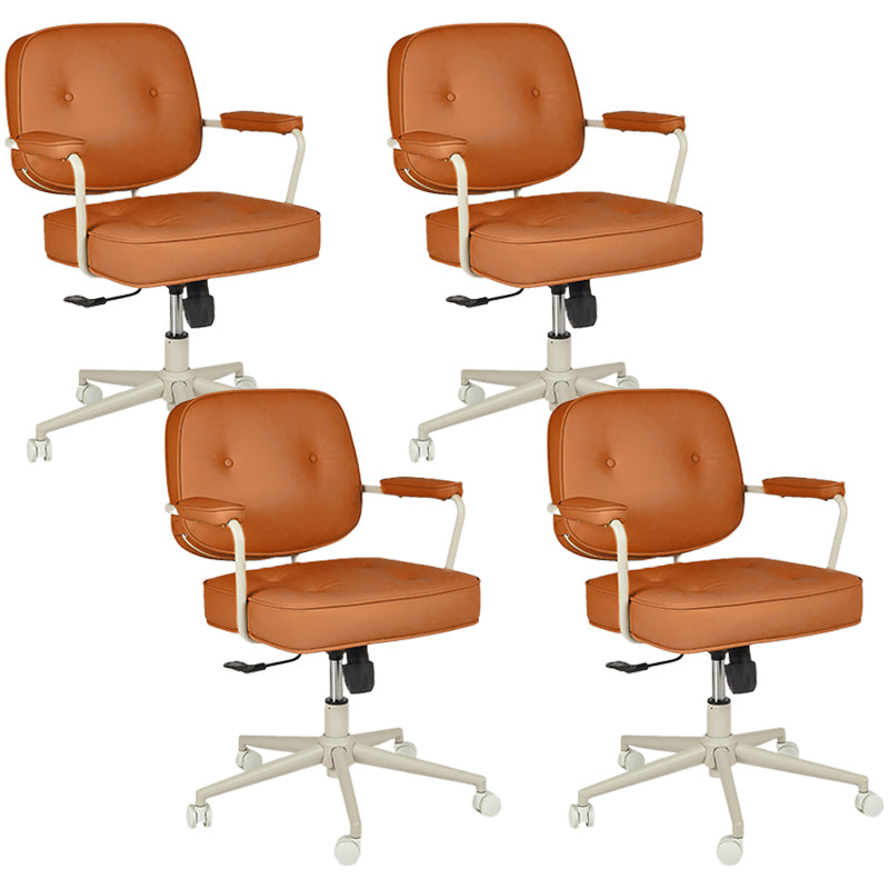 Padded Arms Desk Chair No Distressing Leather Ergonomic Office Chair with Wheels