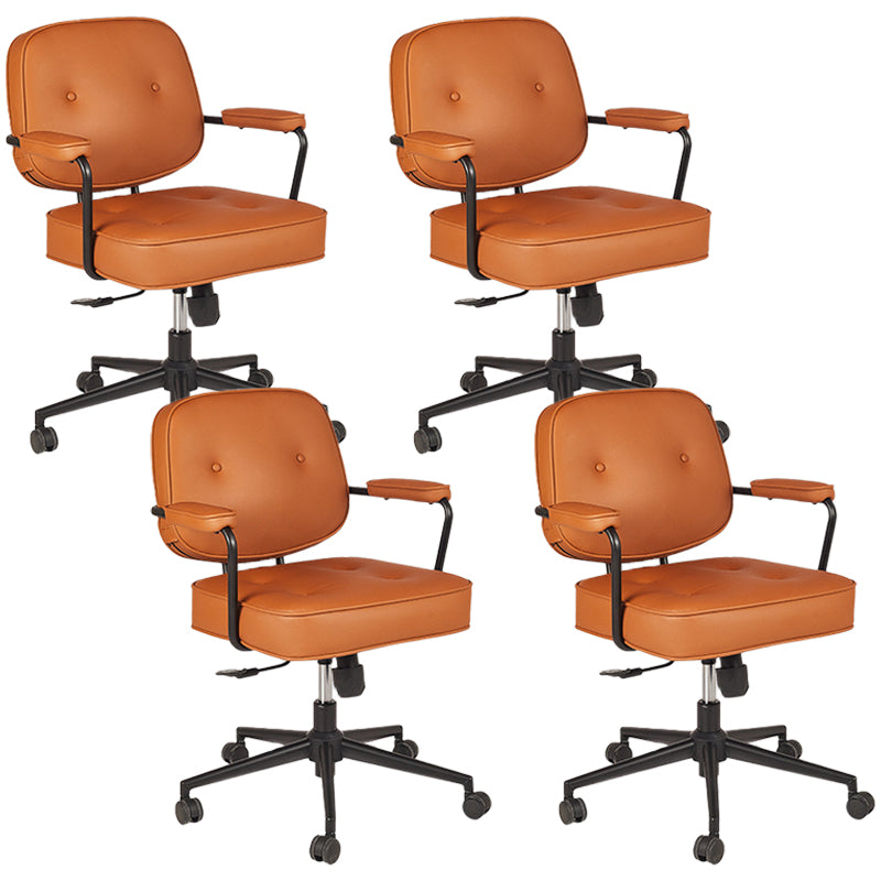 Padded Arms Desk Chair No Distressing Leather Ergonomic Office Chair with Wheels